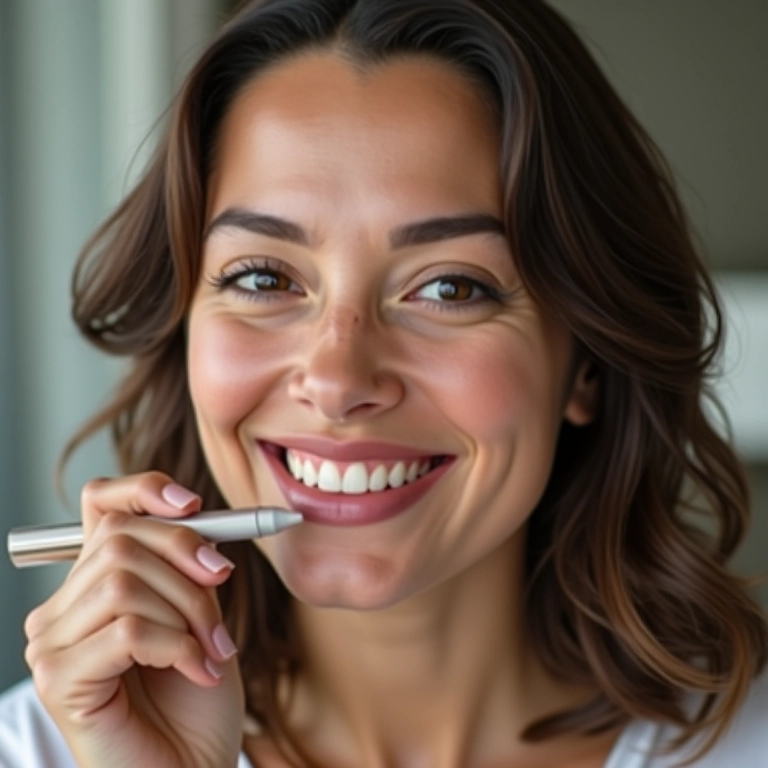 Contorno labial com base para aumentar visualmente os lábios.