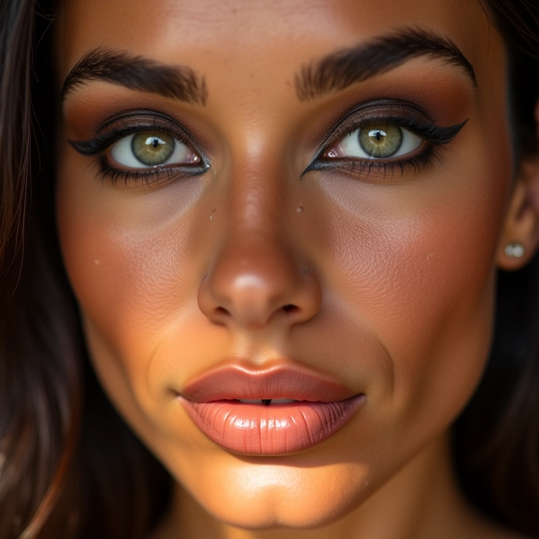 Contorno para rosto triangular valorizando o olhar.