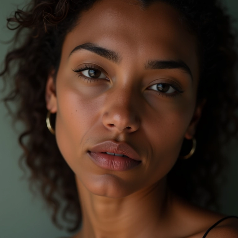 Contorno suave no rosto.