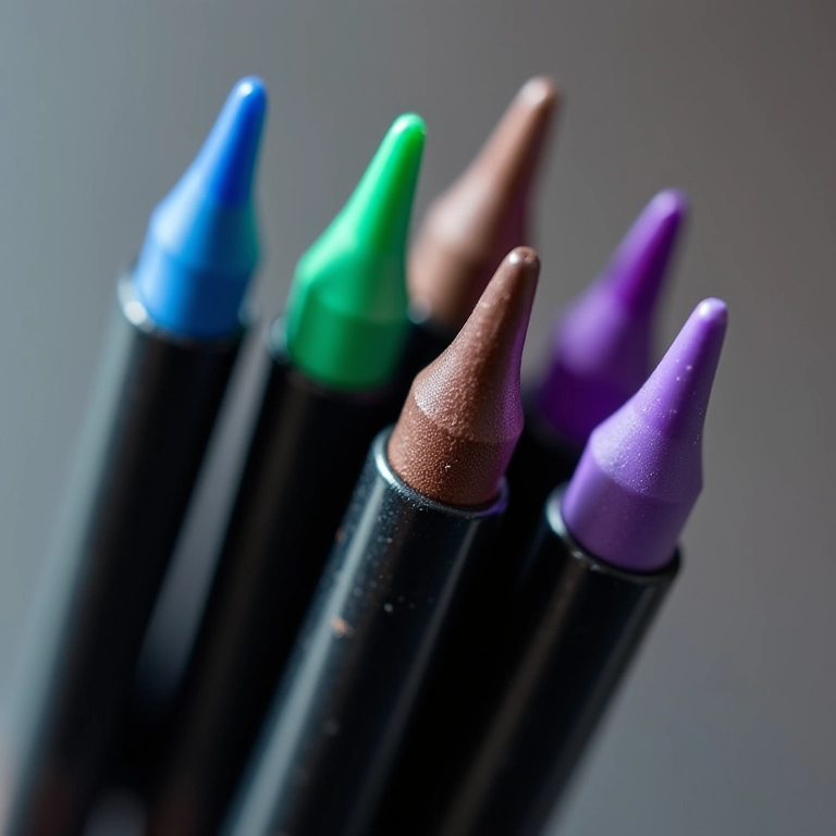 Cores vibrantes de delineador em caneta.
