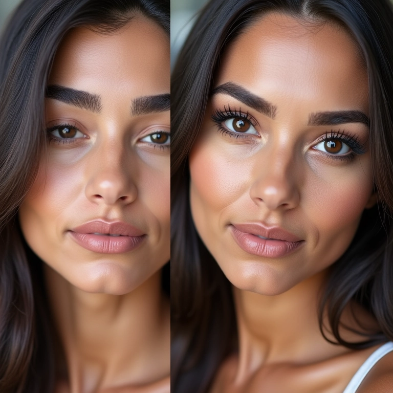 Correção de sobrancelhas arqueando levemente o desenho em mulher brasileira.