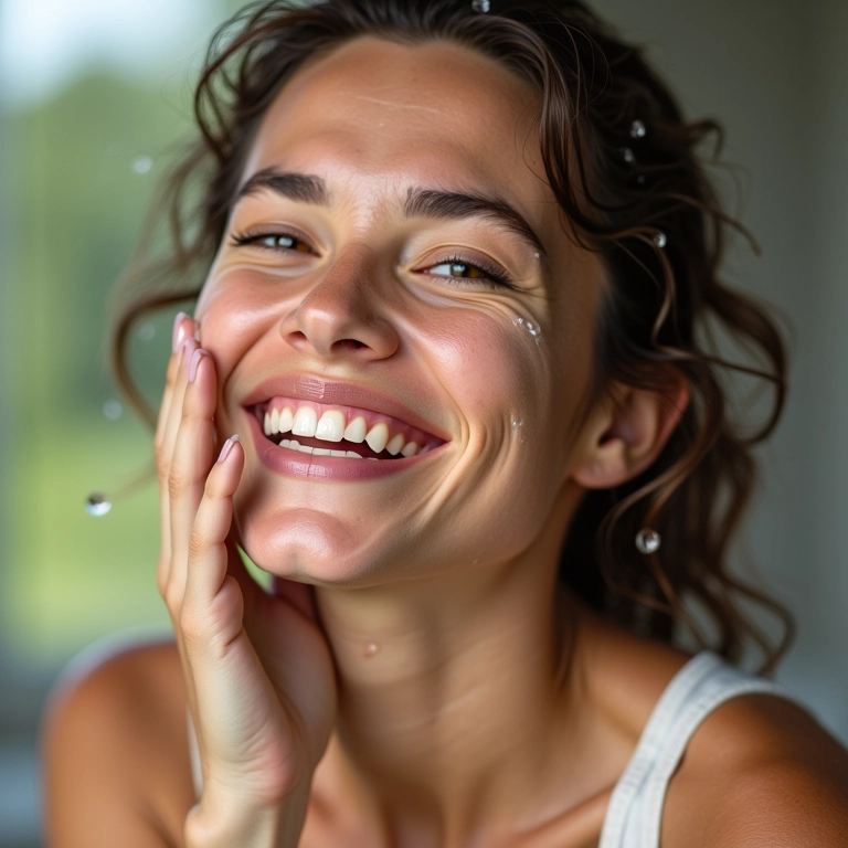 Corretivo à prova d'água, mulher jogando água no rosto.