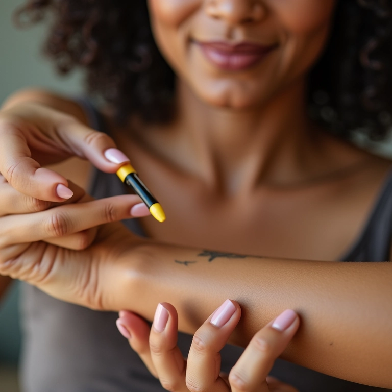Corretivo amarelo camuflando tatuagem no pulso.