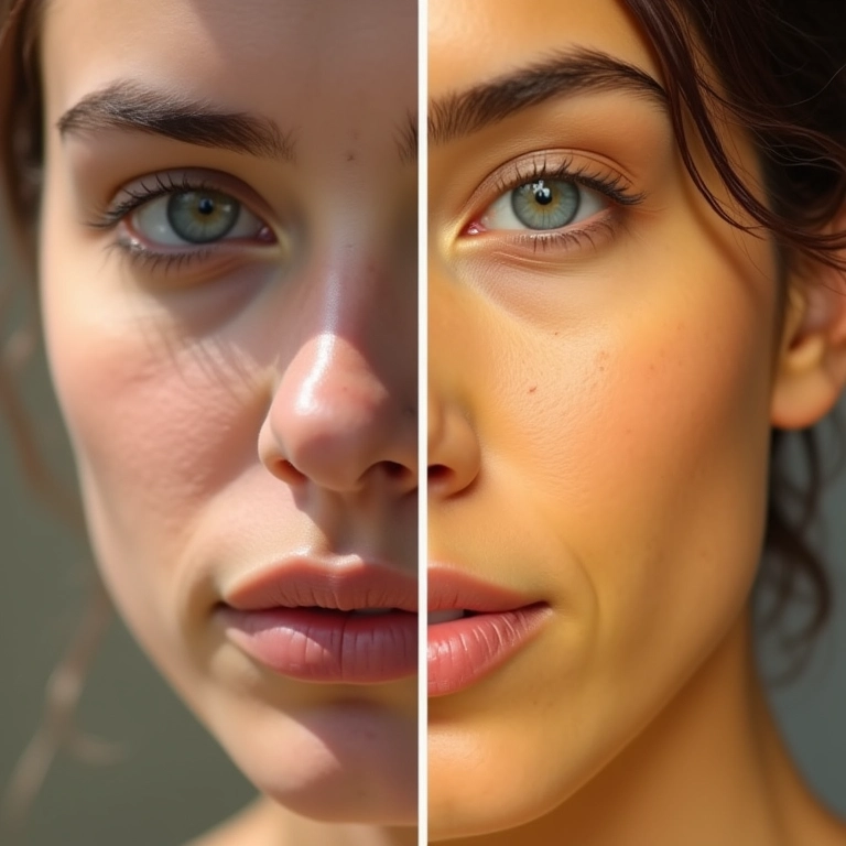 Corretivo amarelo neutralizando tons de pele irregulares.