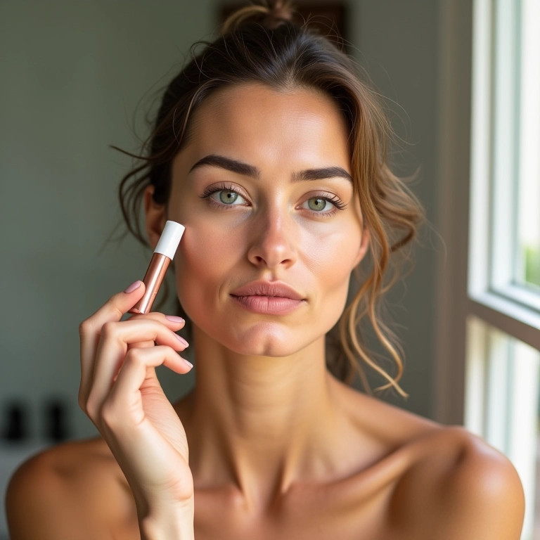 Corretivo efeito lifting para pele seca, mostrando hidratação.