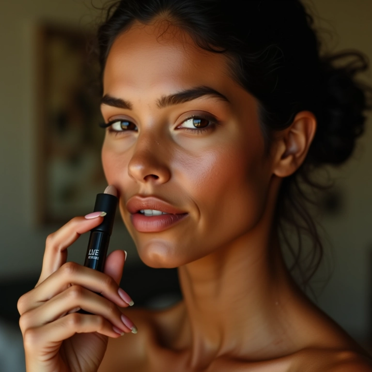 Corretivo em bastão para cobertura precisa.