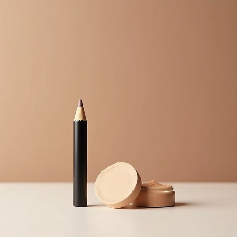 Corretivo em lápis com outros produtos de maquiagem.