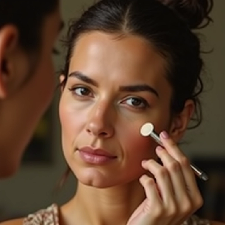 Corretivo iluminador realçando os pontos fortes do rosto.