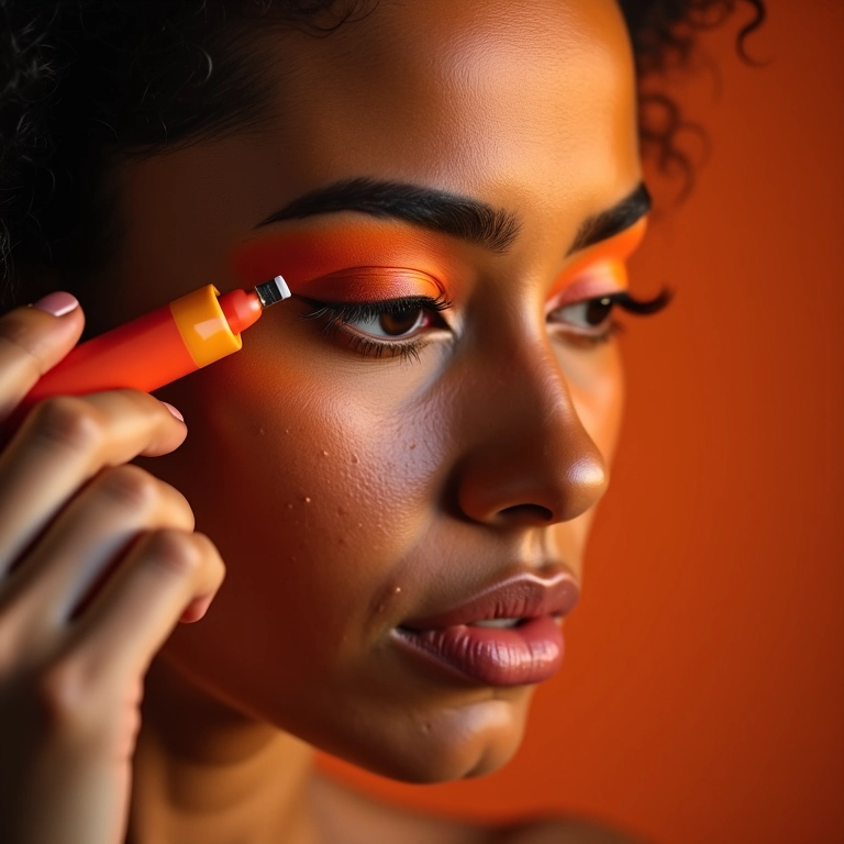 Corretivo laranja para olheiras roxas intensas em pele madura.