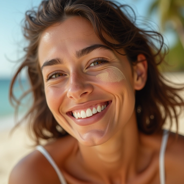 Corretivo líquido resistente à água para dias quentes.