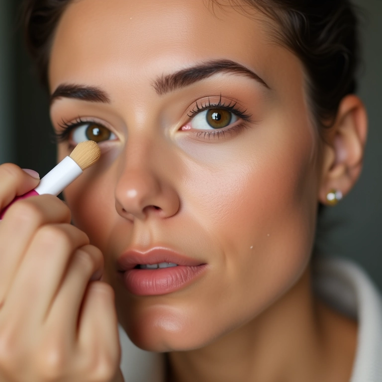 Corretivo mineral como primer de sombras para uma maquiagem duradoura.