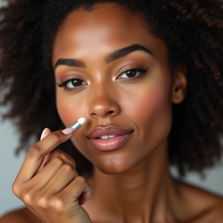 Corretivo para corrigir imperfeições ao redor dos lábios.