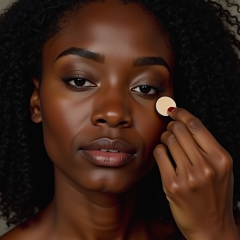 Corretivo para olheiras em pele negra: aplicação suave.