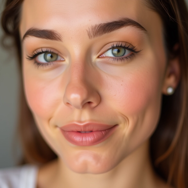 Corretivo realçando a maquiagem, cores vibrantes.