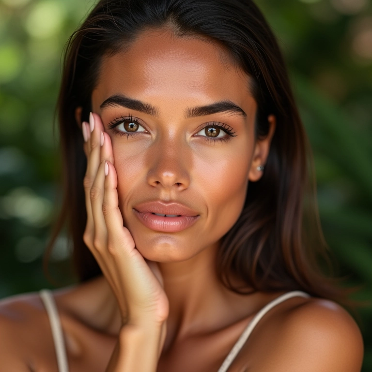 Corretivo salmão para olheiras roxas claras em pele clara.