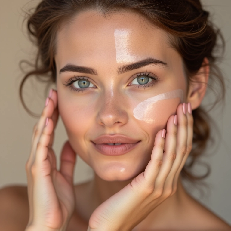 Corretivo suavizando a pele, antes e depois da aplicação.