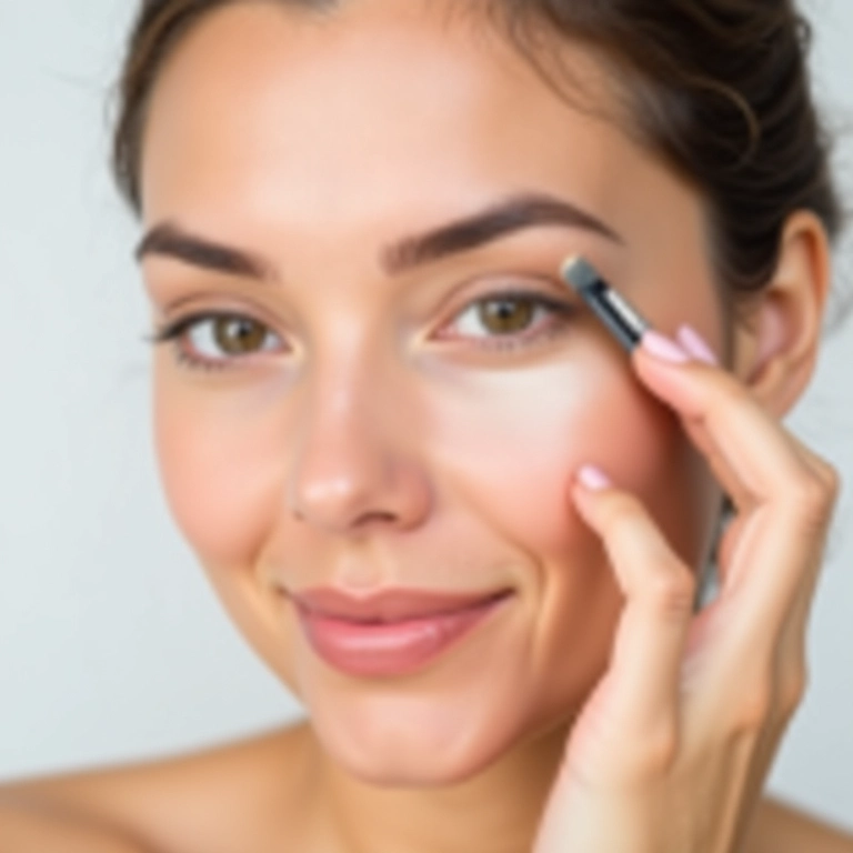 Corrigindo e iluminando a região abaixo das sobrancelhas.