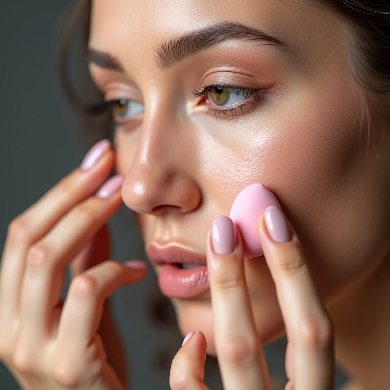 Corrigindo erros de contorno com esponja de maquiagem.