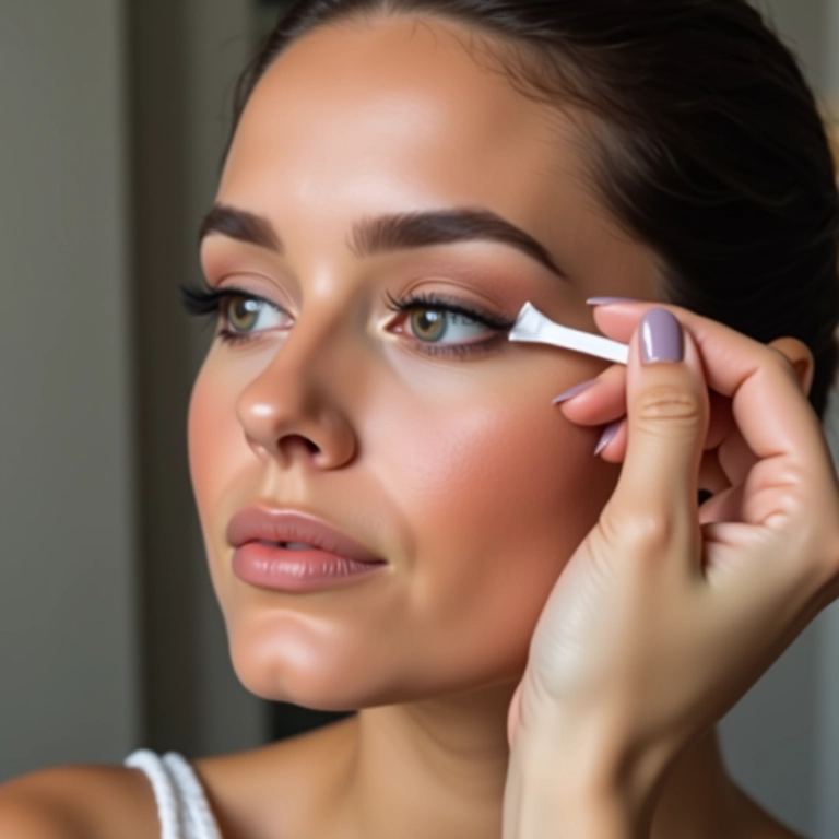 Corrigindo falhas na maquiagem após aplicar os cílios.