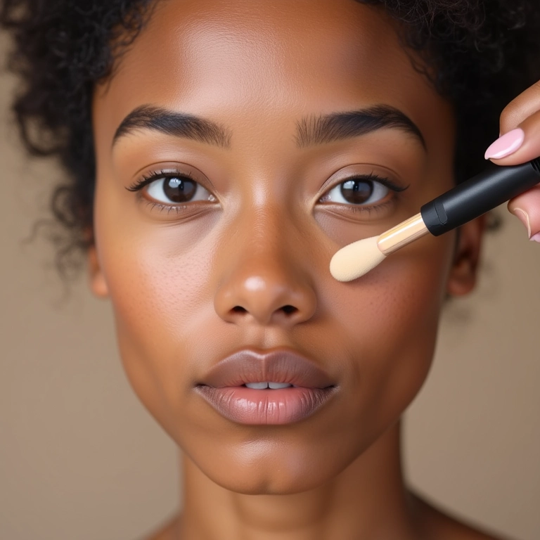 Corrigindo olheiras com corretivo.