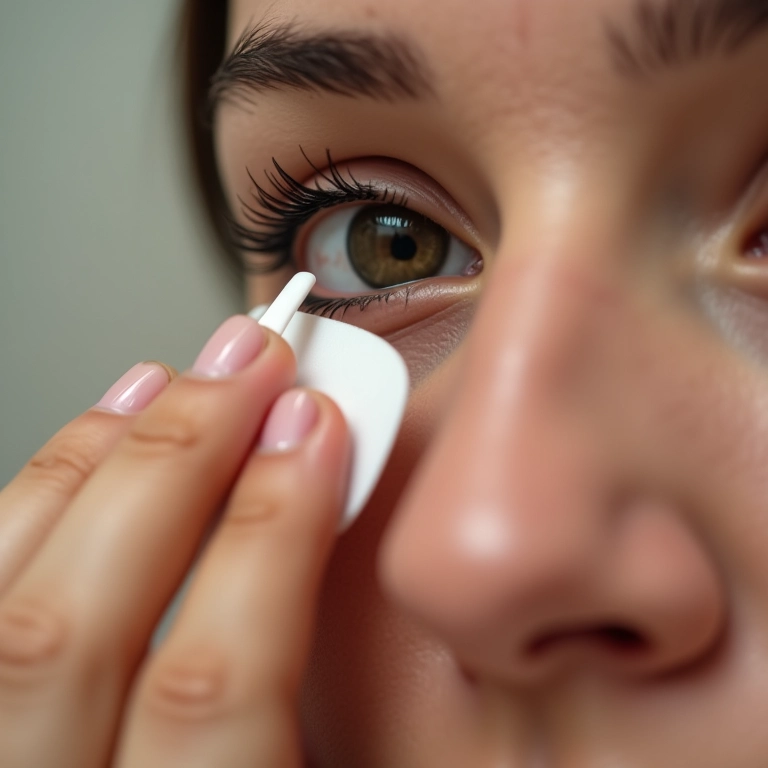 Cotonete com demaquilante corrigindo erro de delineado.