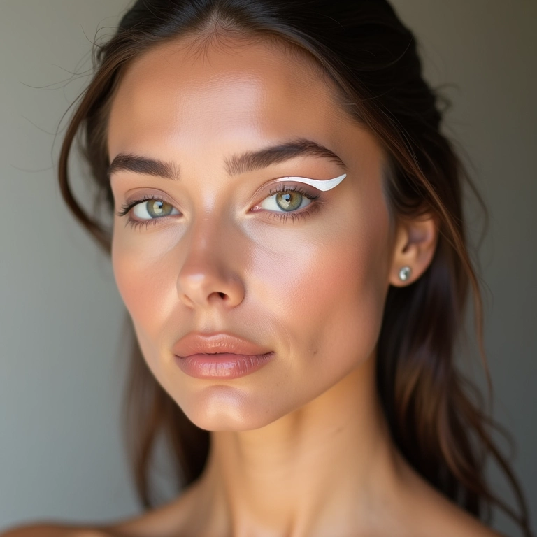 Delineado branco clássico com toque moderno.