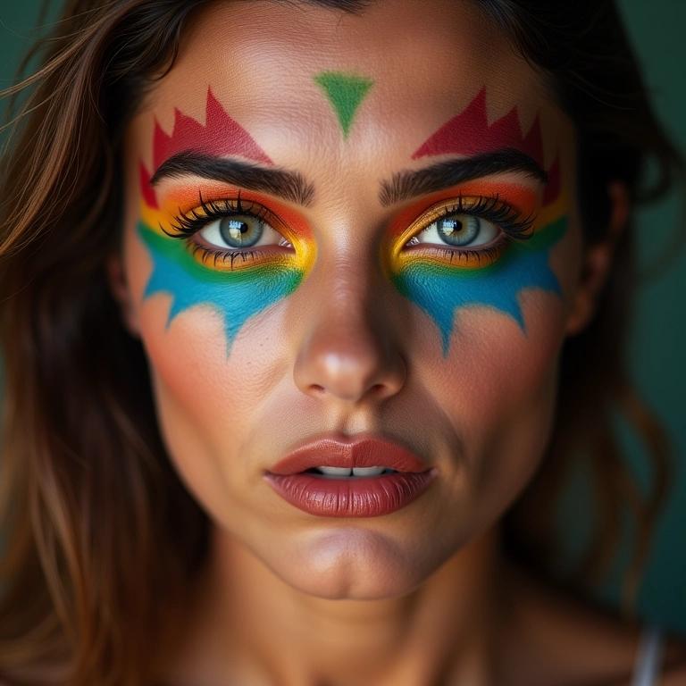 Delineado colorido para carnaval em close.