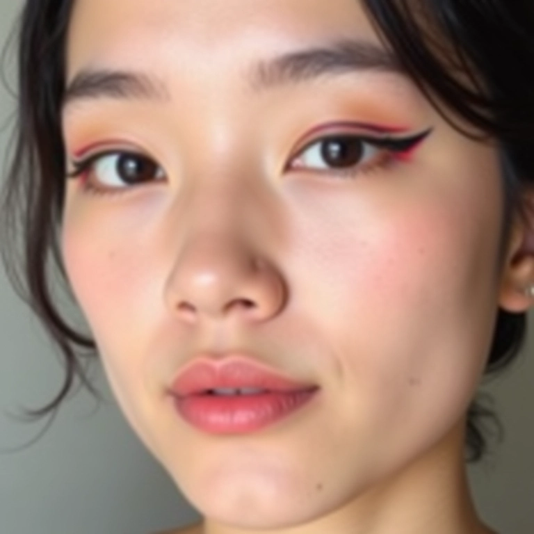 Delineado colorido sutil em uma jovem adulta.