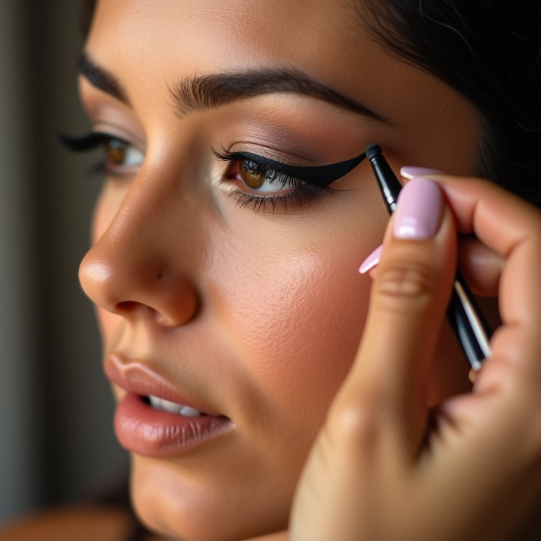 Delineado gatinho clássico para realçar o olhar.