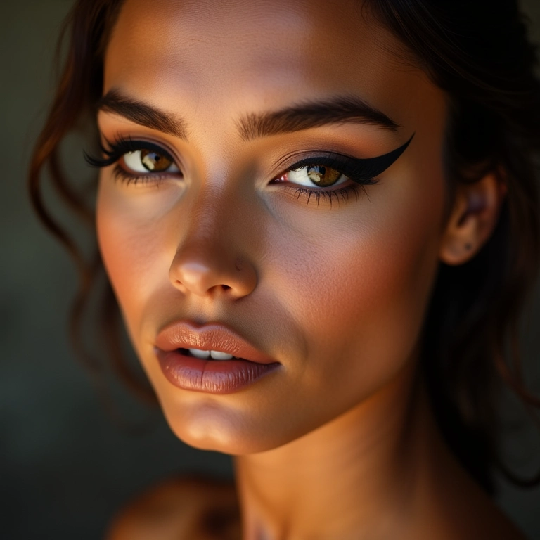 Delineado gatinho marcante: o clássico árabe em modelo brasileira.