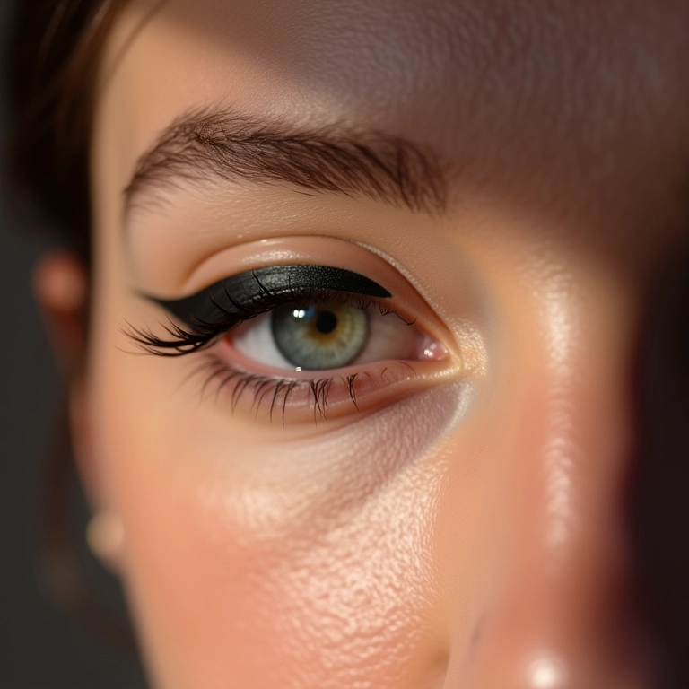 Delineado gatinho para olhos caídos.