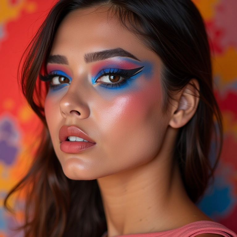 Delineado gráfico com cores vibrantes.