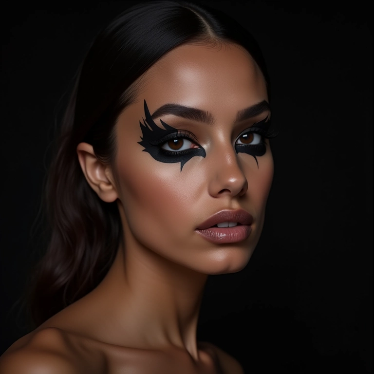 Delineado gráfico preto e preciso, elevando o visual gótico com um toque moderno e ousado.