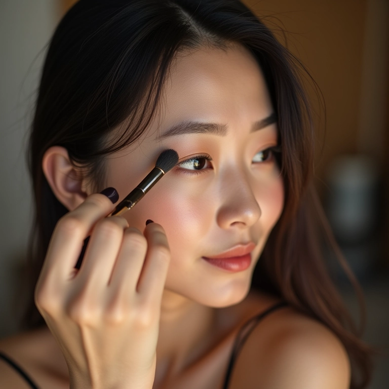 Delineado nos olhos de mulher oriental.