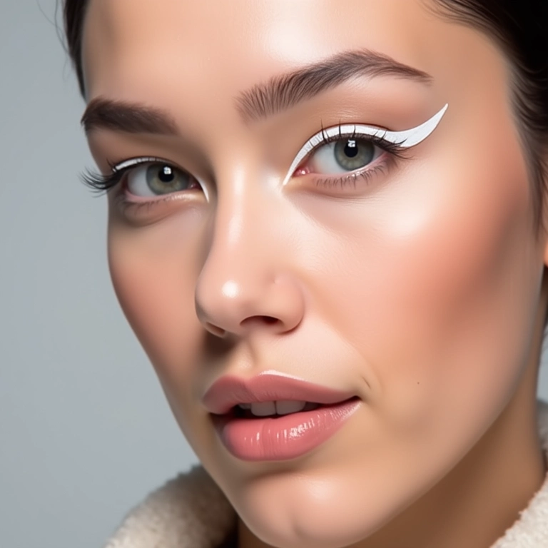 Delineador branco líquido com alta pigmentação.