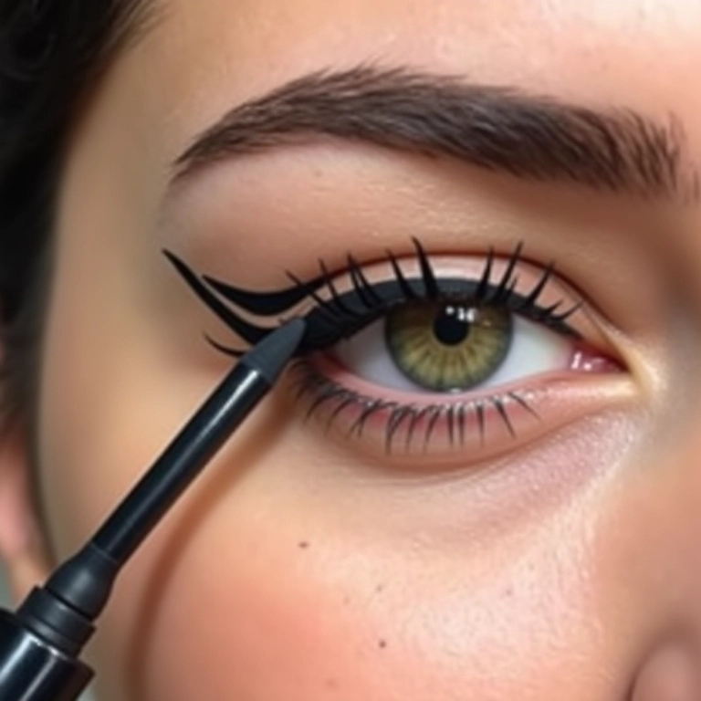 Delineador líquido com aplicador chanfrado para um traço perfeito.