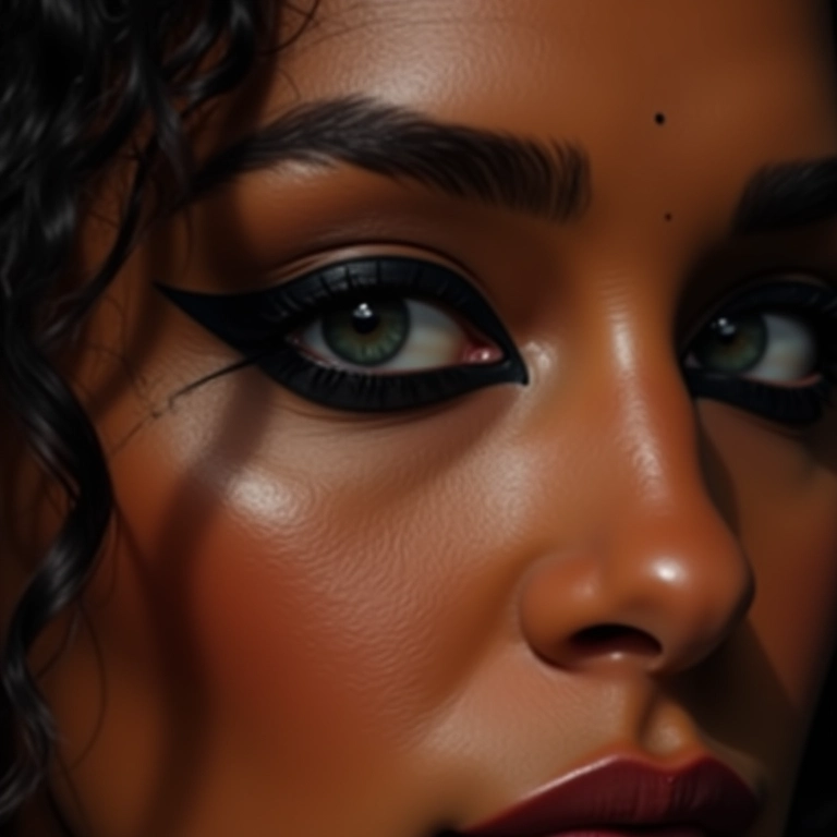 Delineador preto marcante anos 90: drama e intensidade.