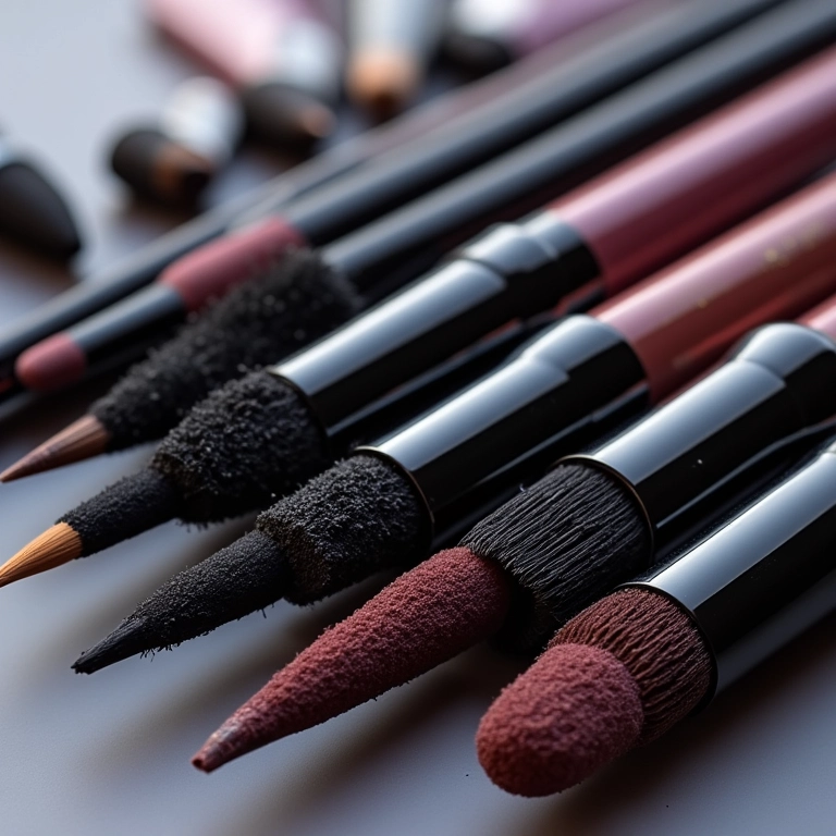 Delineadores coloridos e pincéis para criar delineados gráficos incríveis.