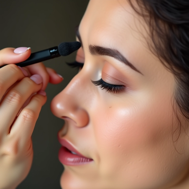 Delineando os olhos com cuidado para um olhar mais definido.