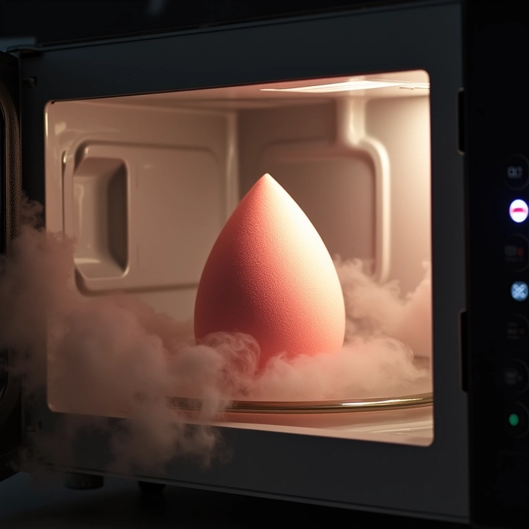 Desinfetando esponja de maquiagem no micro-ondas (com cuidado!).