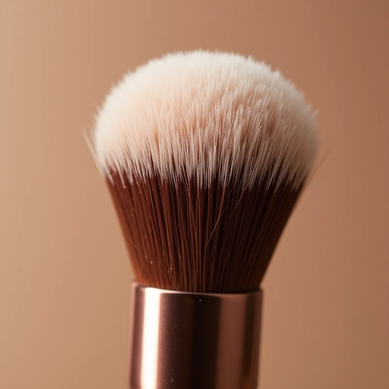 Detalhe de um pincel de esfumar com cerdas naturais.