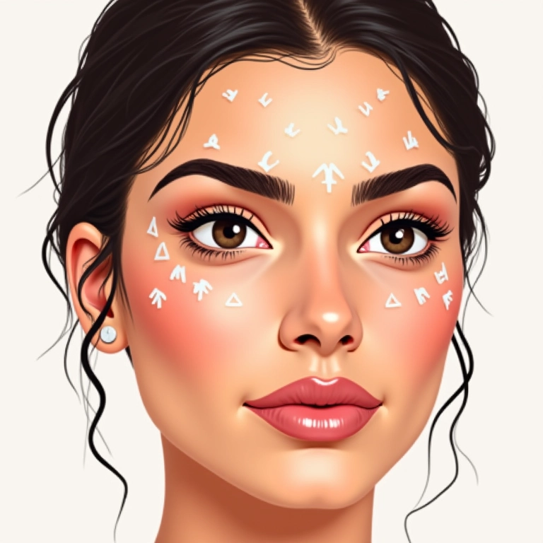 Diagrama mostrando onde aplicar bronzer no rosto para maquiagem noturna.