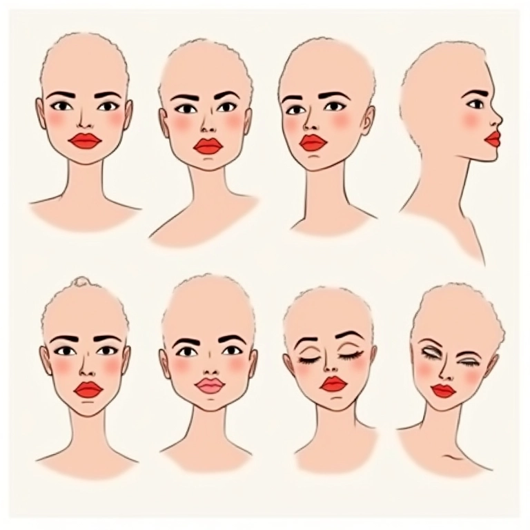 Diferentes formatos de rosto com linhas de contorno destacadas.