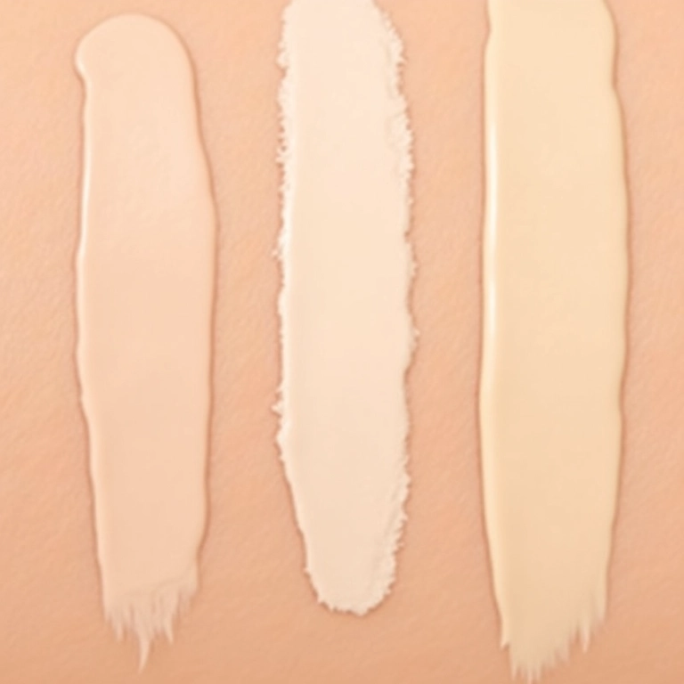 Diferentes texturas de corretivo: líquido, creme e bastão.