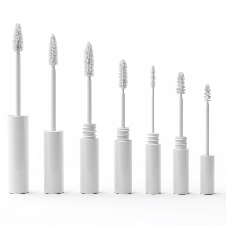 Diferentes tipos de aplicadores de máscara para cílios.