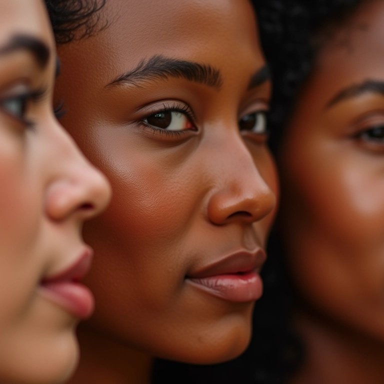 Diferentes tons de pele com bronzers variados.