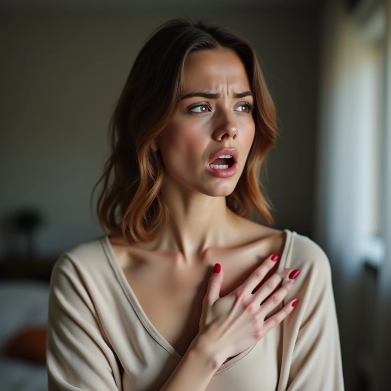 Dificuldade para respirar ou aperto no peito após usar maquiagem.