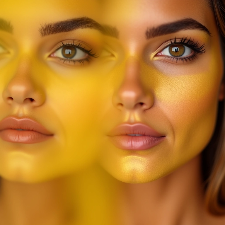 Efeito blur do pó translúcido amarelo.