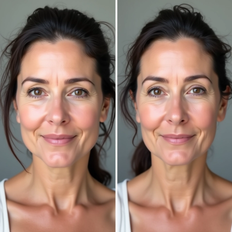 Efeito lifting imediato do primer em pele madura.