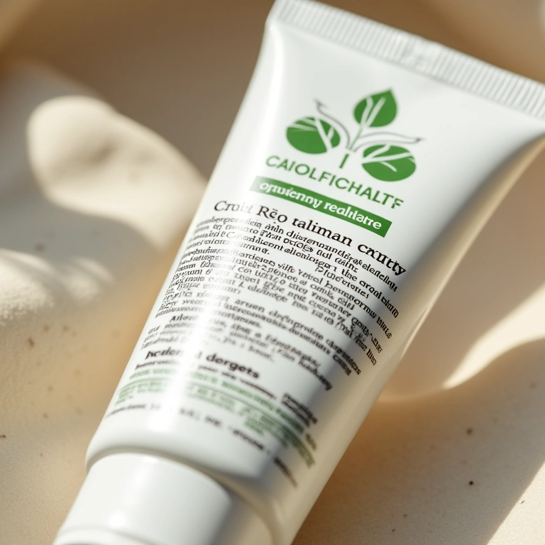 Embalagem de iluminador de farmácia com destaque para ingredientes.